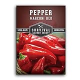 Survival Garden Seeds - Marconi Red Pepper Seed for Planting - Packet with Instructions to Plant and Grow Long Sweet Italian Peppers in Your Home Vegetable Garden - Non-GMO Heirloom Variety photo / $4.99