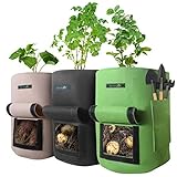 SproutJet 3 Pack 10 Gallon Potato Root Grow Bags, Seed Potatoes for Spring Planting 2022 Upgraded Home Garden Vegetable Bag with Pocket, Sturdy Handles and Window; Large Breathable High End Fabric Bag photo / $33.99