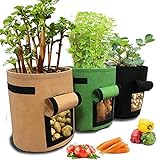 3 Pcs 10 Gallon Potato Grow Bags, Vegetables Planter Bags Growing Container for Potato Cultivation Grow Bags, Breathable Nonwoven Fabric Cloth,Easy to Harvest(10 Gallon) photo / $19.99