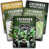 Survival Garden Seeds Cucumber Collection - Mix of Armenian, Beit Alpha, Lemon, National Pickling, & Spacemaster Seed Packets to Grow Vining Vegetables on The Homestead - Non GMO Heirloom Seed Vault photo / $10.99