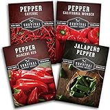 Survival Garden Seeds Pepper Collection Seed Vault - Non-GMO Heirloom Vegetable Seeds for Planting - Sweet and Hot Pepper - Jalapeño, Cayenne, California Wonder, Marconi Red Peppers photo / $9.99