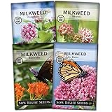 Sow Right Seeds - Milkweed Seed Collection; Varieties Included: Butterfly, Common, and Showy Milkweed, Attracts Monarch and Other Butterflies to Your Garden; Non-GMO Heirloom Seeds; photo / $10.99