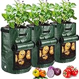JJGoo Potato Grow Bags, 3 Pack 10 Gallon with Flap and Handles Planter Pots for Onion, Fruits, Tomato, Carrot photo / $14.99