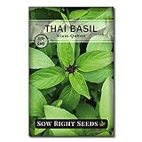 Sow Right Seeds - Sweet Large Leaf Thai Basil Seed for Planting; Non-GMO Heirloom Seeds; Instructions to Plant and Grow a Kitchen Herb Garden, Indoors or Outdoor; Great Gardening Gift photo / $4.99