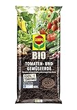 COMPO BIO Tomaten- und Gemüseerde für alle Garten- und Zierpflanzen, Sträucher, Büsche und Gehölze, Torffrei, Kultursubstrat, 40 Liter, Braun foto / 13,99 € (0,35 € / l)