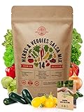 14 Herb, Tomato & Chili Pepper Gardening Seeds Salsa Variety Pack for Planting Outdoors & Indoor Garden 2200+ Non-GMO Heirloom Seeds Cilantro, Basil, Oregano, Parsley, Onion, Pepper Tomato Seed & More photo / $14.99 ($1.07 / Count)
