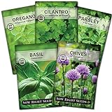 Sow Right Seeds - 5 Herb Seed Collection - Genovese Basil, Chives, Cilantro, Italian Parsley, and Oregano Seeds for Planting and Growing a Home Vegetable Garden; Fresh Assortment Herbal Variety Pack photo / $10.99 ($2.20 / Count)