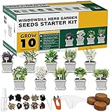 Herb Grow Kit, 10 Herb Seeds Garden Starter Kit, Complete Potted Plant Growing Set Including White Pots, Markers, Nutritional Soil, Watering, Herb Clipper for Kitchen Herb Garden DIY photo / $29.99 ($3.00 / Count)
