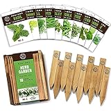 Herb Garden Seeds for Planting - 10 Culinary Herb Seed Packets Kit, Non GMO Heirloom Seeds, Plant Markers, Wood Gift Box - Home Gardening Gifts for Gardeners photo / $19.90