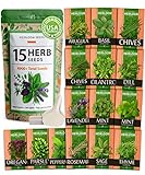 Home Grown 15 Culinary Herb Seed Vault - 4900+ Heirloom Non GMO Herb Seeds - Plant Indoor or Outdoor Herbs Garden: Basil, Mint, Rosemary, Lemon Balm, Peppermint, Cilantro and More Planting Seeds photo / $22.99 ($1.53 / Count)
