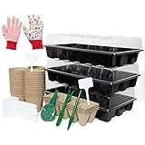 Vumdua Seed Starter Kit for Vegetables, Herbs, Fruits, Flowers - Peat Pots, Plant Markers, Seedling Tray, 10 Grid Peat Germination Trays, Gardening Tools, Plastic Seeder & Pair of Gloves photo / $21.95