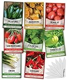 Heirloom Hot Salsa Growing Seed Packets 8 Varieties Habanero, Jalapeno, Serrano Peppers, Roma, San Marzano Tomato, Cilantro, Green Onion, Tomatillo for Garden Non-GMO Heirloom Gardeners Basics photo / $15.95 ($1.99 / Count)