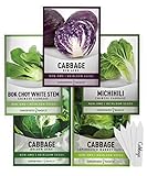 Cabbage Seeds for Planting 5 Individual Packets Bok Choy, Michihili (Napa) Chinese Cabbage, Red, Golden Acre and Copenhagen Market Early for Your Non GMO Heirloom Vegetable Garden by Gardeners Basics photo / $10.95 ($2.19 / Count)