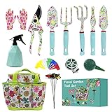 Garden Tool Set,Gardening Gifts for Women,31PCS Heavy Duty Aluminum Floral Print Gardening Tool Set with Storage Tote Bag Garden Tools Gifts for Women and Men photo / $28.99