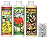 FoxFarm Liquid Nutrient Trio Soil Formula: Big Bloom, Grow Big, Tiger Bloom (Pack of 3-16 oz Bottles) + Twin Canaries Chart photo / $28.89