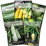 Sow Right Seeds - Zucchini Squash Seed Collection for Planting - Black Beauty, Cocozelle, Grey, Round, and Golden - Non-GMO Heirloom Packet to Plant a Home Vegetable Garden - Productive Summer Squash photo / $10.99