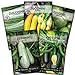 photo Sow Right Seeds - Zucchini Squash Seed Collection for Planting - Black Beauty, Cocozelle, Grey, Round, and Golden - Non-GMO Heirloom Packet to Plant a Home Vegetable Garden - Productive Summer Squash