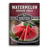 Survival Garden Seeds - Crimson Sweet Watermelon Seed for Planting - Packet with Instructions to Plant and Grow Large Delicious Watermelons in Your Home Vegetable Garden - Non-GMO Heirloom Variety photo / $4.99
