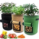 Nicheo 3 Pcs 7 Gallon Grow Bag Easy to Harvest Planter Pot with Flap and Handles Garden Planting Grow Bags for Potato Tomato and Other Vegetables Breathable Nonwoven Fabric Cloth photo / $19.99
