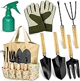 Scuddles Garden Tools Set - 8 Piece Heavy Duty Gardening Kit with Storage Organizer, Ergonomic Hand Digging Weeder Rake Shovel Trowel Sprayer Gloves Gift for Men Or Women photo / $26.99
