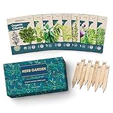 9 Herb Garden Seeds for Planting - USDA Certified Organic Herb Seed Packets - Non GMO Heirloom Seeds - Plant Markers & Gift Box - Tulsi Holy Basil, Cilantro, Mint, Dill, Sage, Arugula, Thyme, Chives photo / $14.77 ($1.64 / Count)
