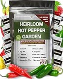 10 Hot Peppers Seeds Variety Pack - USA Grown - 100% Non-GMO Heirloom Seeds for Planting Home Garden Indoor and Outdoor - Cayenne, Jalapeno, Serrano & More photo / $12.30 ($1.23 / Count)