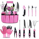 Tesmotor Pink Garden Tool Set, Gardening Gifts for Women, 11 Piece Stainless Steel Heavy Duty Gardening Tools with Non-Slip Rubber Grip photo / $39.99