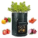 ANPHSIN 4 Pack 10 Gallon Garden Potato Grow Bags with Flap and Handles Aeration Fabric Pots Heavy Duty photo / $20.99