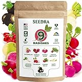 Seedra 9 Radish Seeds Variety Pack - 2500+ Non GMO, Heirloom Seeds for Indoor Outdoor Hydroponic Home Garden - Champion, German Giant, Watermelon, Daikon, French Breakfast, Cherry Belle & More photo / $13.56