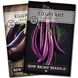 Sow Right Seeds - Eggplant Seed Collection for Planting - Black Beauty and Long Eggplant Varieties Non-GMO Heirloom Seeds to Plant an Outdoor Home Vegetable Garden - Great Gardening Gift photo / $7.99