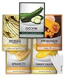 Squash Seeds for Planting 5 Individual Packets - Zucchini, Delicata, Butternut, Spaghetti and Golden Crookneck for Your Non GMO Heirloom Vegetable Garden by Gardeners Basics photo / $10.95 ($2.19 / Count)