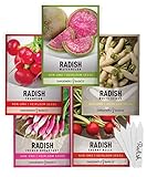 Radish Seeds for Planting 5 Individual Packets - Watermelon, French Breakfast, Champion, Cherry Belle, White Icicle for Your Non GMO Heirloom Vegetable Garden by Gardeners Basics photo / $10.95