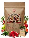13 Rare Hot Chili Pepper Seeds Variety Pack for Planting Indoor & Outdoors. 650+ Non-GMO Bulk Pepper Garden Seeds Kit: Jalapeno, Cayenne, Serrano, Habanero, Pasilla Bajio, Santa Fe, Fresno & More photo / $18.99 ($1.46 / Count)