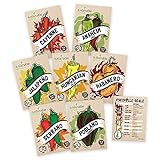 Hot Pepper Seeds Variety Pack - 100% Non GMO – Habanero, Jalapeno, Cayenne, Anaheim, Hungarian Hot Wax, Serrano, Poblano. Heirloom Chili Pepper Seeds for Planting in Your Organic Garden photo / $15.95