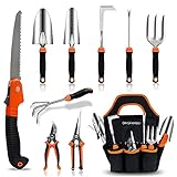 Garden Tool Set,10 PCS Stainless Steel Heavy Duty Gardening Tool Set with Soft Rubberized Non-Slip Ergonomic Handle Storage Tote Bag,Gardening Tool Set Gift for Women and Men photo / $39.99