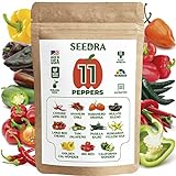 Seedra 11 Sweet and Hot Pepper Seeds Variety Pack - 730+ Non GMO, Heirloom Seeds for Indoor Outdoor Hydroponic Home Garden - Cayenne, Anaheim, Cherry, Habanero, Sweet Bell Peppers, Hungarian & More photo / $16.99