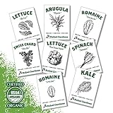 Organic Garden Greens Vegetable Seeds - 8 Varieties of Heirloom, Non-GMO Salad Green Seeds - Lettuce, Arugula, Swiss Chard, Kale, and Spinach photo / $11.24 ($1.40 / Count)
