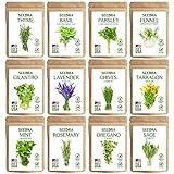 Seedra 12 Herb Seeds Variety Pack - 3800+ Non-GMO Heirloom Seeds for Planting Hydroponic Indoor or Outdoor Home Garden - Rosemary, Tarragon, Lavender, Oregano, Basil, Thyme, Parsley, Chives & More photo / $15.89 ($1.32 / Count)