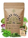 15 Lettuce & Salad Greens Seeds Variety Pack 7500+ Non-GMO Heirloom Lettuce Seeds for Planting Indoors & Outdoors Garden, Hydroponics, Aerogarden - Arugula, Kale, Spinach, Swiss Chard, Lettuce & More photo / $16.99 ($0.00 / Count)