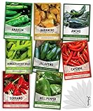 Pepper Seeds for Planting 8 Varieties Pack, Jalapeno, Habanero, Bell Pepper, Cayenne, Hungarian Hot Wax, Anaheim, Serrano, Ancho Seeds for Planting in Garden Non GMO, Heirloom Seeds Gardeners Basics photo / $15.95 ($1.99 / Count)